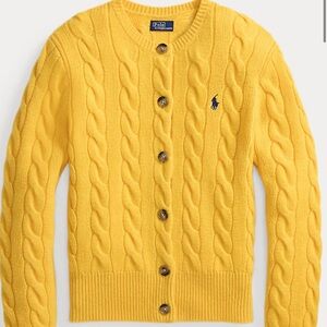 Ralph Lauren Women's Bright Yellow Cable Cardigan